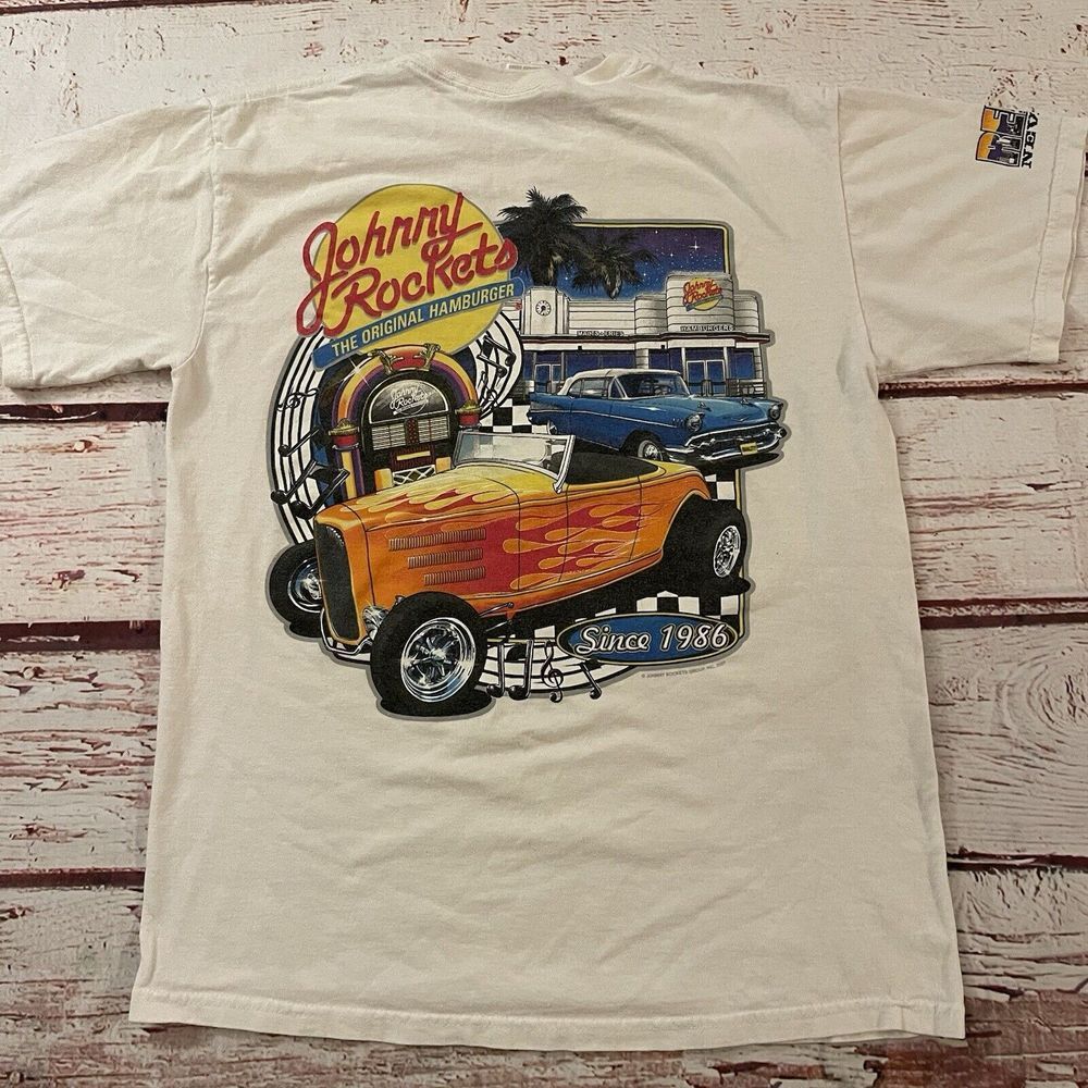 Johnny Rockets T-Shirt 2007 Reno Nevada Hot Rod Size Medium Mens